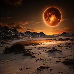 a full moon that is over the desert