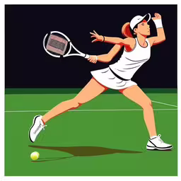a woman wearing white swinging a tennis racket at a ball,a tennis player is striking a ball,a woman is playing tennis at night,a woman is playing tennis in a game,a woman on a tennis court swinging a tennis racket at a ball