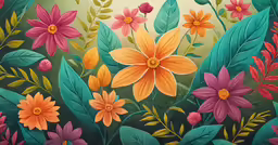 a painting shows a bright bunch of flowers