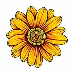 yellow sunflower drawing on a white background,a drawing of a sunflower with large petals,a sunflower on a white background is seen in this drawing,an image of a yellow flower drawing,an illustration of a sunflower