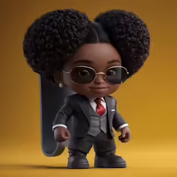 a black business woman with curly hair and glasses