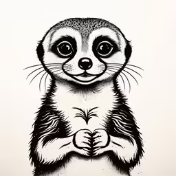a drawing of a baby animal holding its hand
