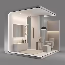 an artistic display featuring furniture from all over the world