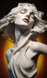 a painting of a woman wearing a white dress