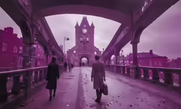 a man and woman walking down the street