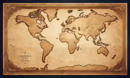 an old world map on parchment with ornate edges