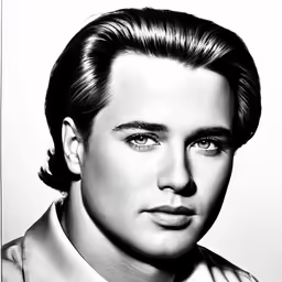 a close up of a young man with blue eyes