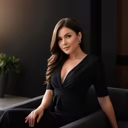 a women who is sitting down and smiling