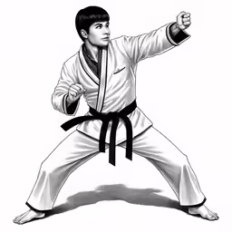 a person in karate garb and black belt