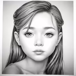 a drawing of a girl with big eyes and a braid