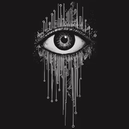 an eye with dripping white paint and a black background