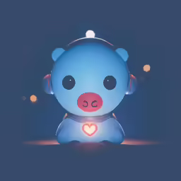 a cute blue toy sitting on top of a table