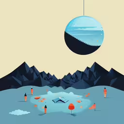 a group of people standing on top of a mountain,people standing around with a sky view over them