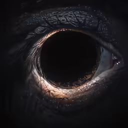 the view of an eye in the dark, dark background