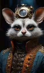 an image of a cat with a clock on his head