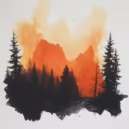 a painting with black and orange colors is on the wall