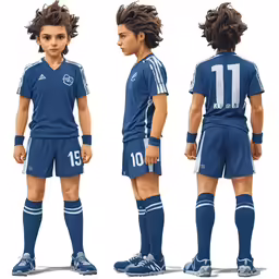 the soccer player is dressed in the blue jersey