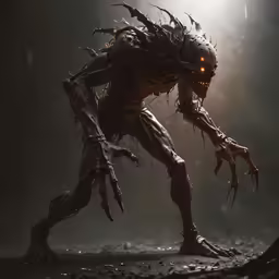 a creepy looking creature in the dark