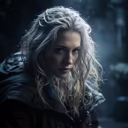 a beautiful woman with blonde hair, dressed in black