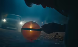 the person is holding onto an orb of light on the ground