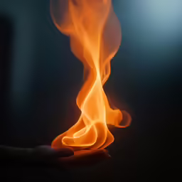 close up view of someones hand holding out a small flamestorm