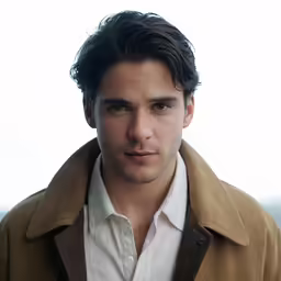 a man with a trench coat on posing for a picture