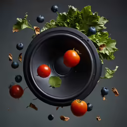 fruits and vegetables splash out of a sub