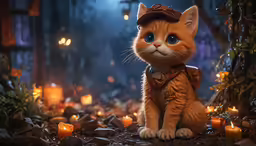 a small orange cat dressed up in an animal themed costume