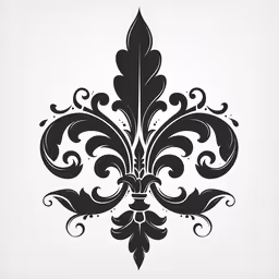 an old style fleuron design that has a large center piece on top of the fl,a black and white floret design on a white background