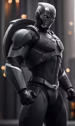 a photo of a robot costume with one hand and the other hand in his pockets
