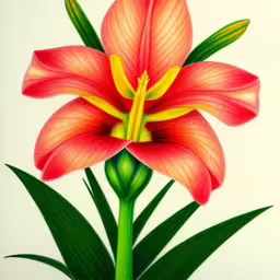a drawing of a flower with multiple colored petals,this is an image of red flower that is growing out of the ground