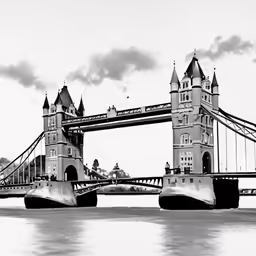 a black and white photo of tower bridge