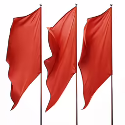 three flags waving in the wind on a white background