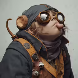 a person wearing goggles with aviator style equipment