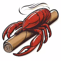 the image of a red crab is being rolled up