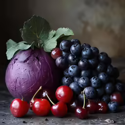 a bunch of different fruits and vegetables are in front of it