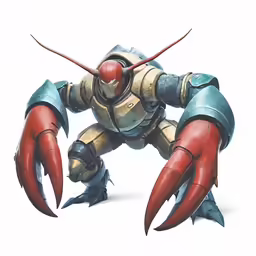 an animated character with claws and red legs