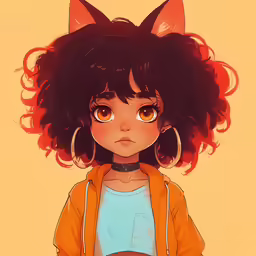 the cat ear and tail of an anime character