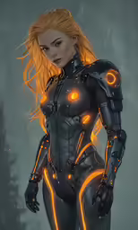 a woman is shown in a futuristic suit