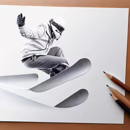 a drawing of a snowboarder doing a trick