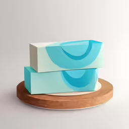 two rectangular soaps that are stacked on a plate