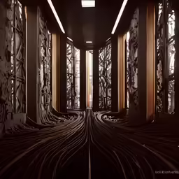 long corridor with lots of windows and large walls