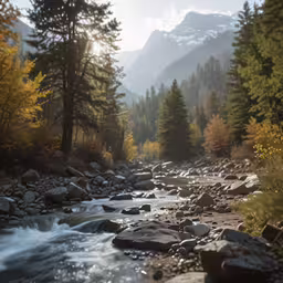 there is a river that runs through the trees