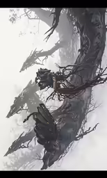 the trees are bare of leaves on a snowy day