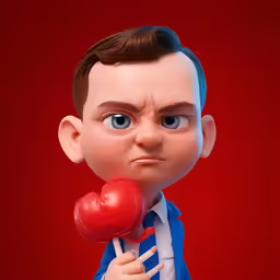 an animated person with an unkempt expression