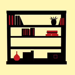 a black book shelf with books on it,a bookshelf with shelves that have many different things