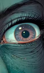 an eyeball photograph showing that the iris is a dark blue