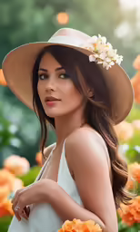 a beautiful woman with a flower on her hair