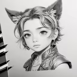 a drawing of a girl in a leather jacket