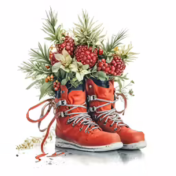 a painting of boots that are covered with flowers